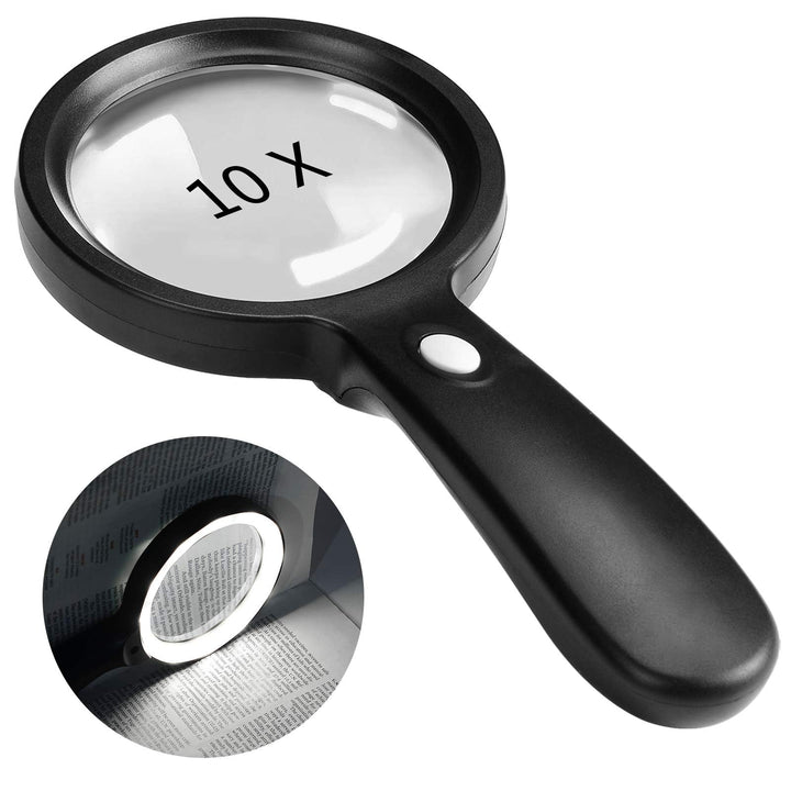 Magnifying Glass with Light, 10X Handheld Large Magnify
