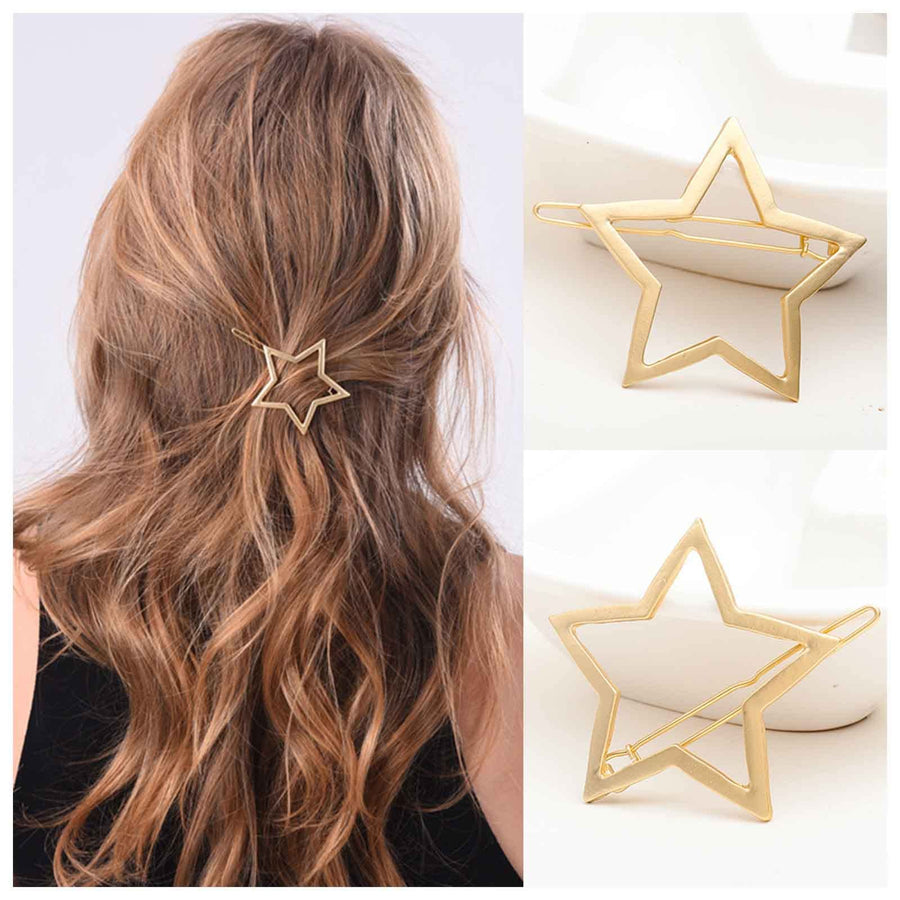 Vintage Star Hair Clip Barrette Gold Hair Barrette Pin Metal Hair Clamp Half Bun Holder Clips Decorative Hair Accessories for Women and Girls (Gold)
