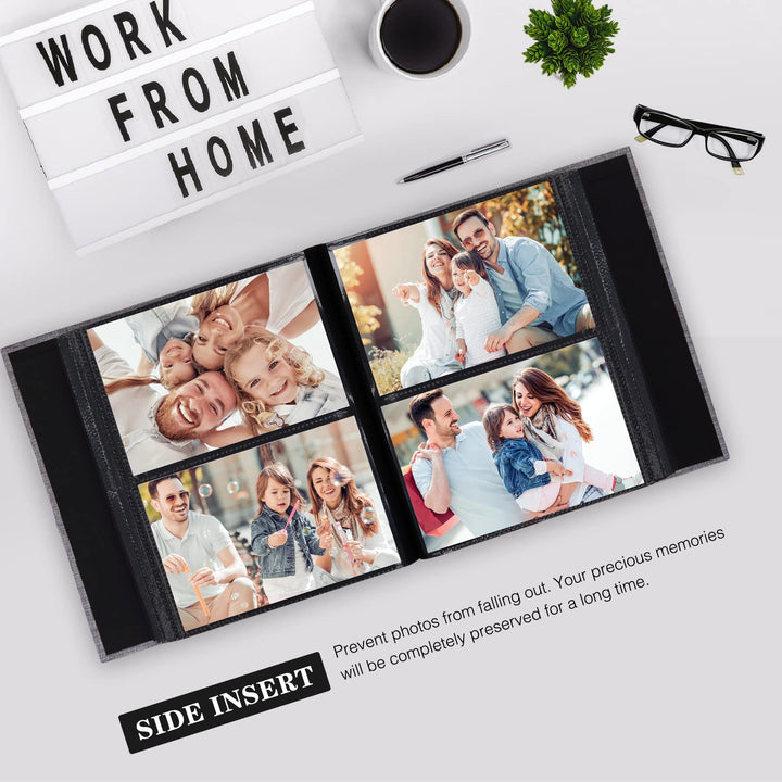 Small Photo Album 4x6 200 Photos Linen Cover Picture photo Book with 200 Horizontal Pockets for Wedding Family Anniversary Baby(Gray)