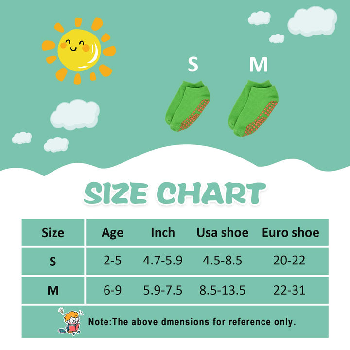 Kids Trampoline Socks Anti-Skid Non Slip Sticky Grips Socks 4 Pairs for Pilates, Ballet, Barefoot Workout For 6-9 Years Infants Baby Children…