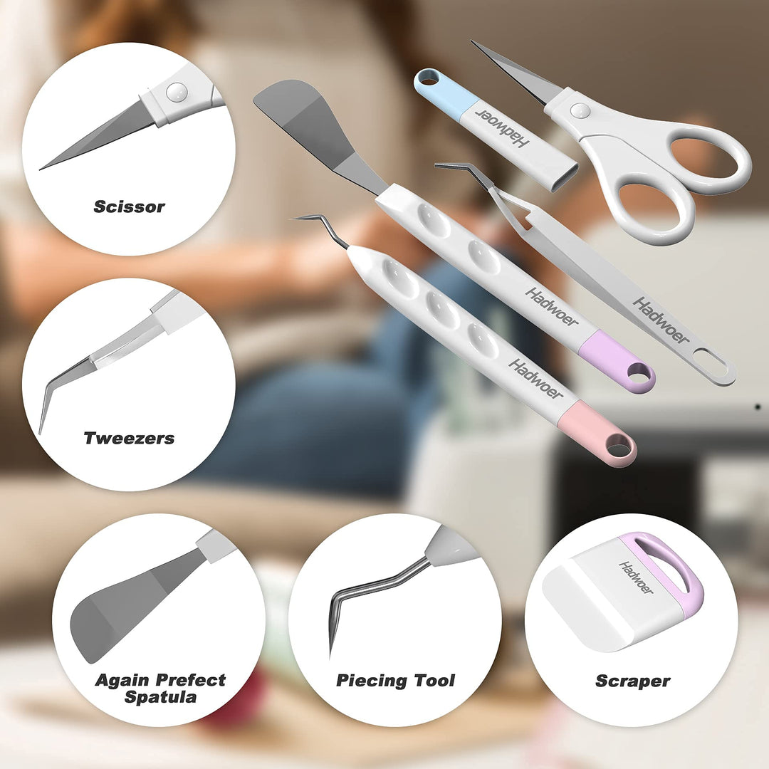 Craft Vinyl Weeding Tools, Hook Weeder, Scraper, Spatula, Tweezers, Scissors Basic Weed Removal Tool Kit (Vinyl Weeding Tools Set)