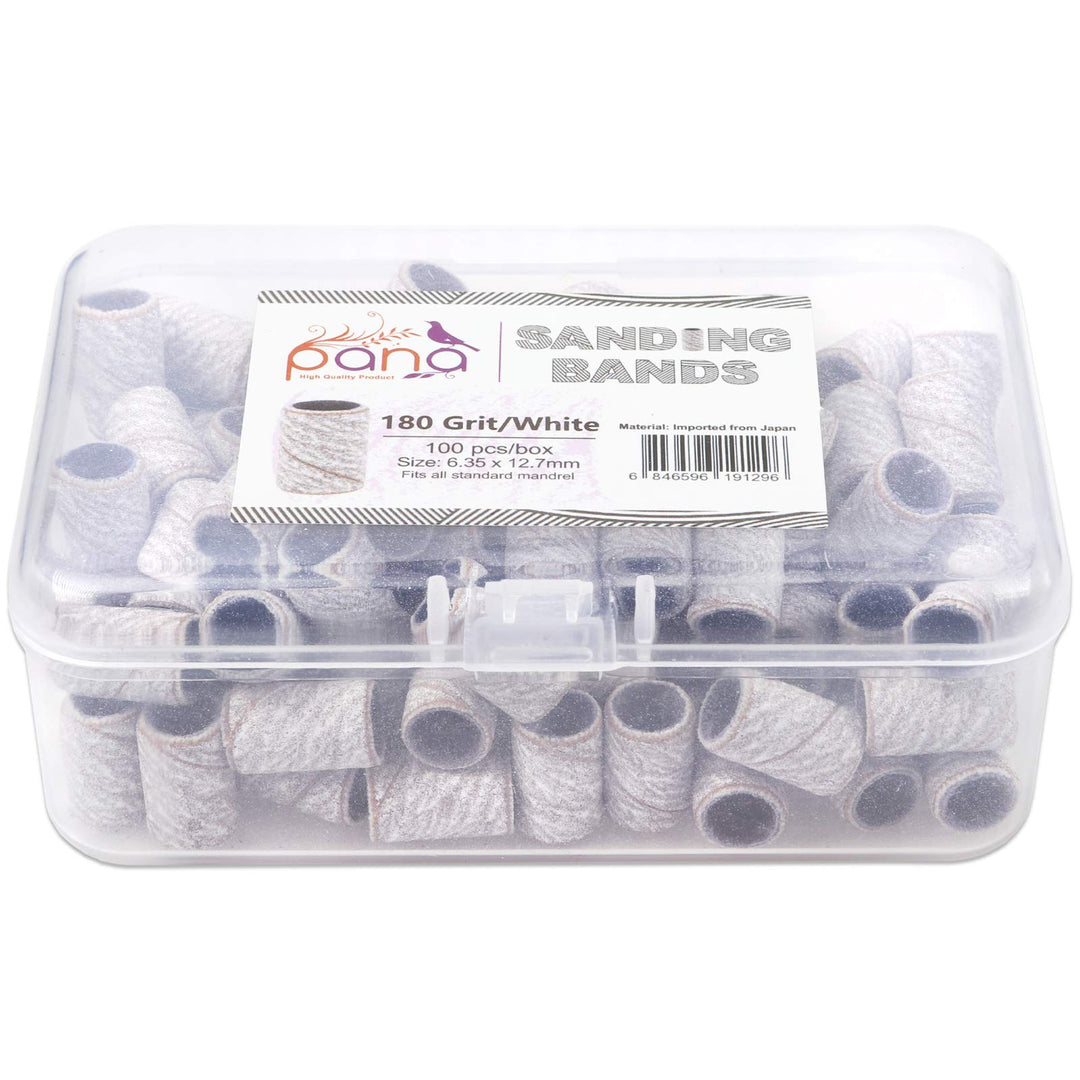 100 Pieces Large Nail Sanding Bands Professional Nail Manicure Great Fit for Nail Drill Bits for Acrylic Nails (180 Grit, Zebra)