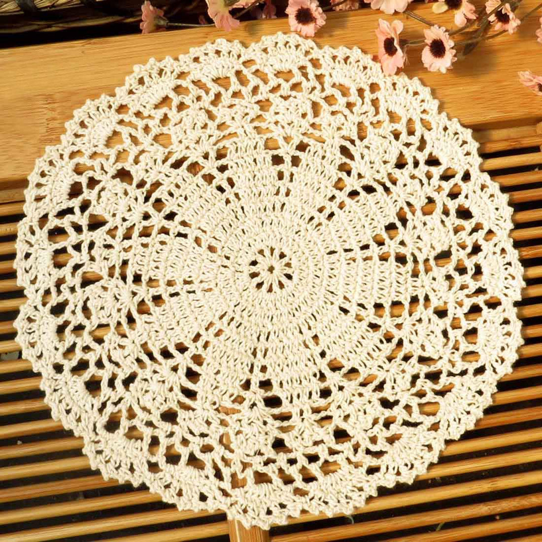 Crochet Cotton Lace Table Placemats Doilies Value Pack, 4pc, Persia, Beige, 10 inch