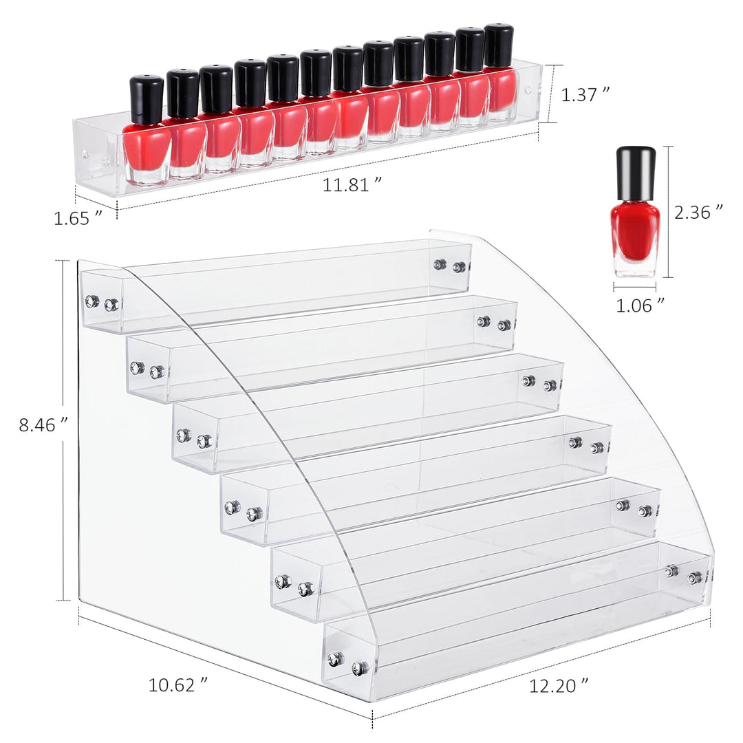 Nail Polish Organizer 72 Bottles of 6 Layers Acrylic Display Rack Eyeglasses Storage Essential Oils Holder Makeup Organizer