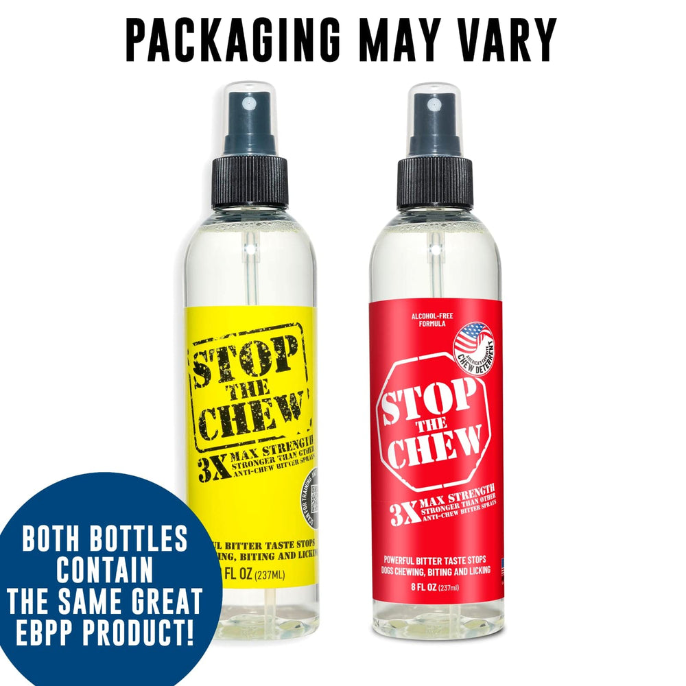 EBPP Stop The Chew 3X Strength Anti Chew Spray for Dogs - No Chew Spray for Puppies - Alcohol Free Dog Deterrent Spray - Bitter Spray for Dogs to Stop Chewing - Powerful No Chew Spray for Dogs - 8oz