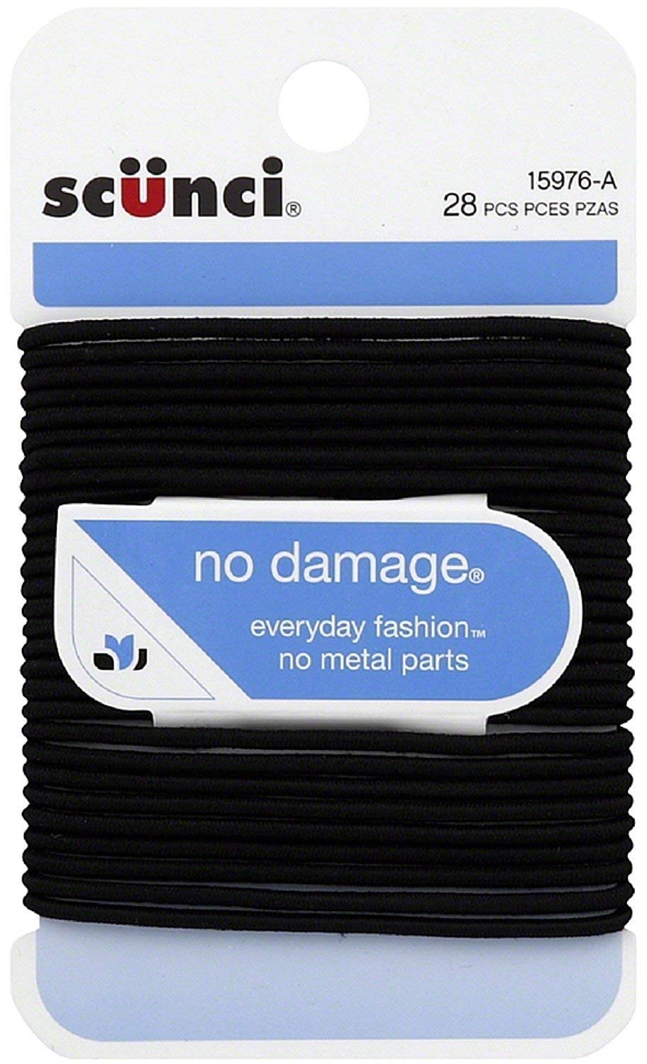 No Damage Hair Elastics, Medium, Black 28 ea (Pack of 2)