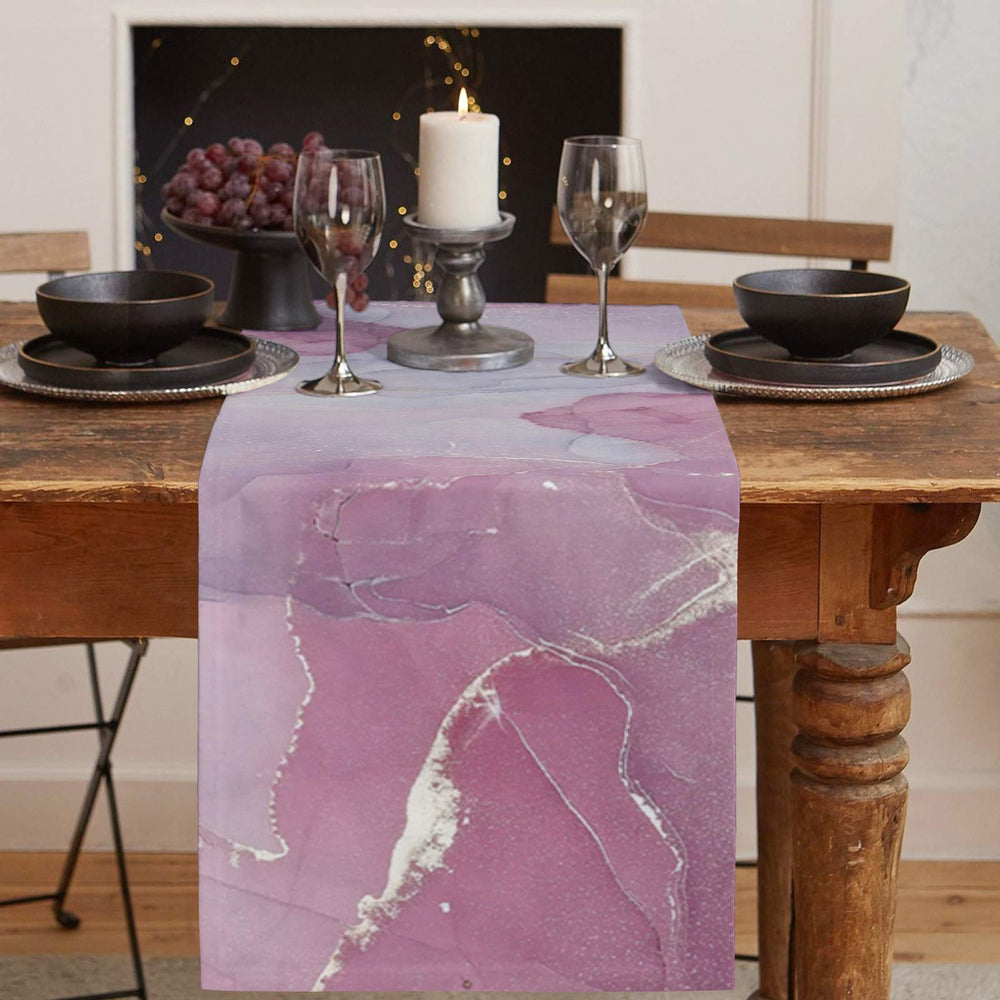 Marble Pink Table Runner-Cotton Linen-72 Inch Long Agate Gold Line Holiday Dresser Scarves,Abstract Modern Art Ombre Tablerunner for Kitchen Coffee/Dining Bedroom Home Living Room Dinner Scarf Décor