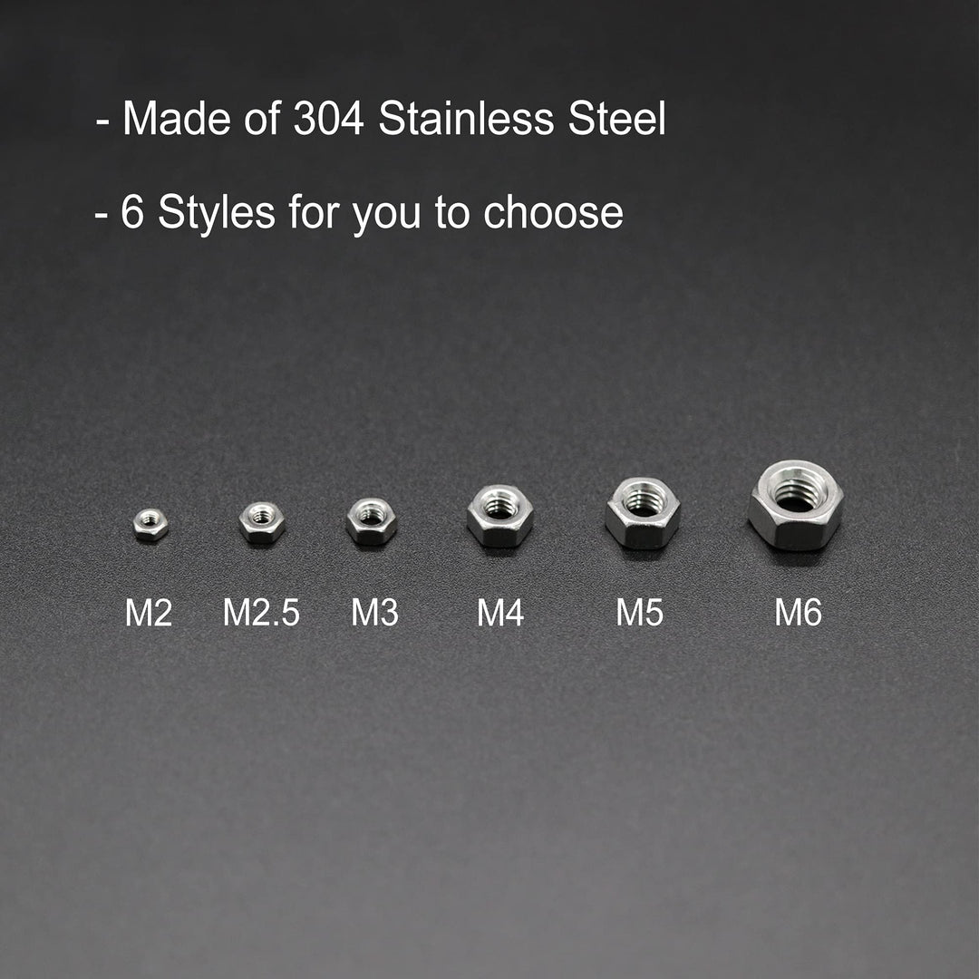 M5 Hex Nuts, M5 x 0.8mm Stainless Steel 18-8 304 A2-70 Metric Coarse Thread Hexagon Nut 50pcs