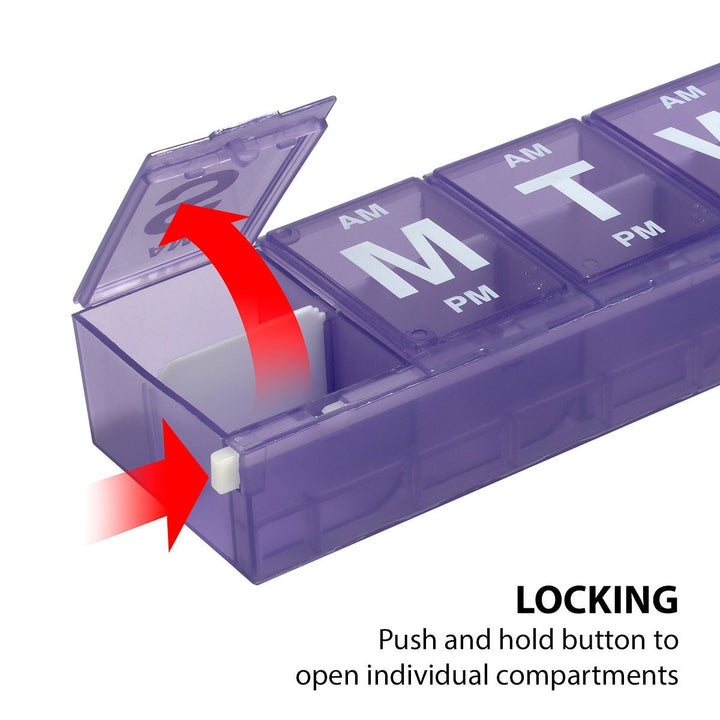 7-day AM/PM Locking Pill Reminder - 3XL,colors may vary