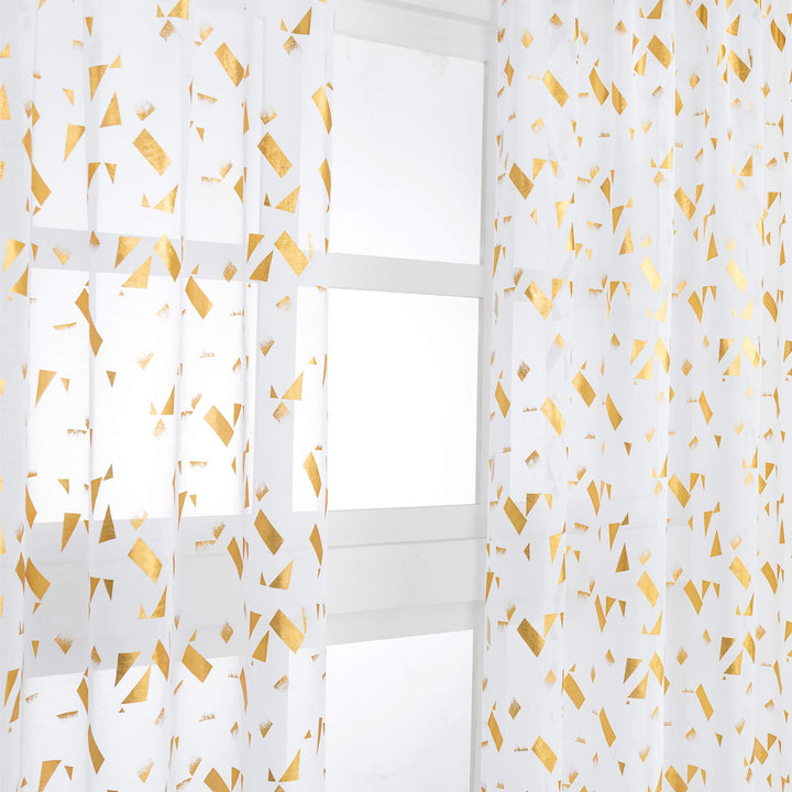 Kotile Sheer Curtains 84 Inches Long - Gold Foil Confet