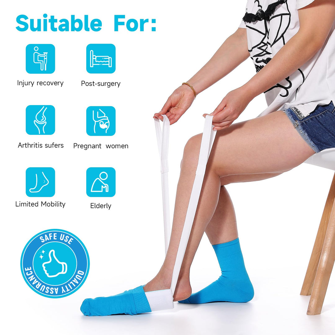 Fanwer 4-Piece Hip Kit for Total Hip Replacement with Sock Aid, 32 Foldable Reacher Grabber Pickup Tool, 30.7 Long Shoe Horn & Dressing Stick and 2Pcs Pants Helper Device