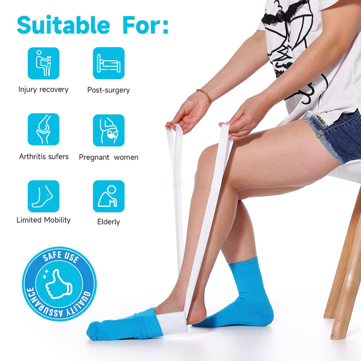 Fanwer 4-Piece Hip Kit for Total Hip Replacement with Sock Aid, 32 Foldable Reacher Grabber Pickup Tool, 30.7 Long Shoe Horn & Dressing Stick and 2Pcs Pants Helper Device