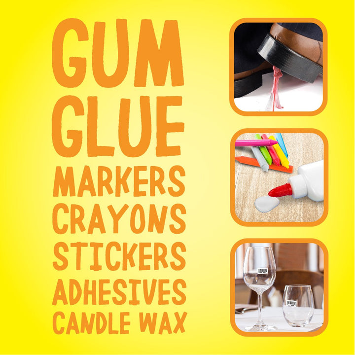 Adhesive Remover Original Spray Gel - Removes Chewing Gum, Grease, Tar, Stickers, Labels, Tape Residue, Oil, Blood, Lipstick, Mascara, Shoe Polish, Crayon - 12 Ounce