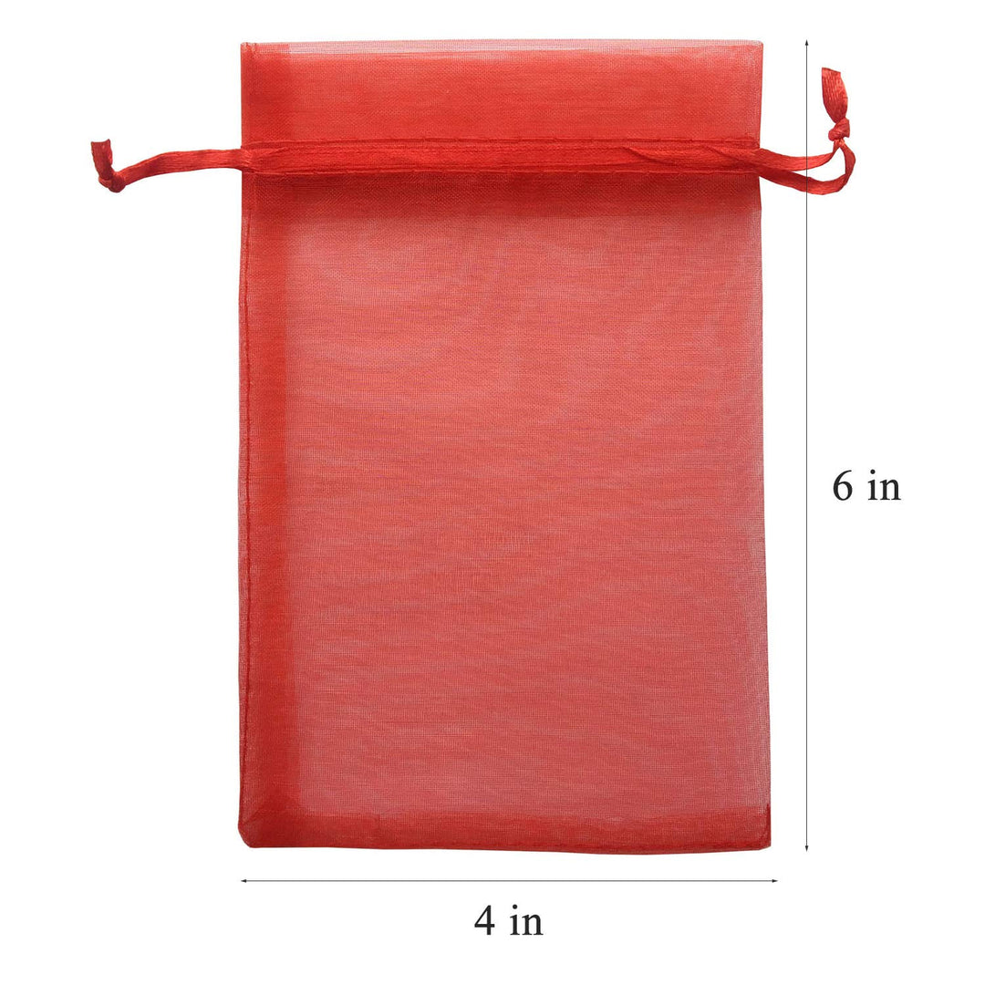 Pimuza 50pc 4x6 inches Gifts Wrap Bags Red,Organza Shee