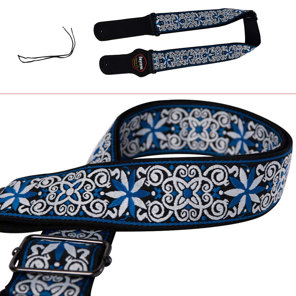 Rayzm Embroidery Guitar Strap, Jacquard Weave Cotton St