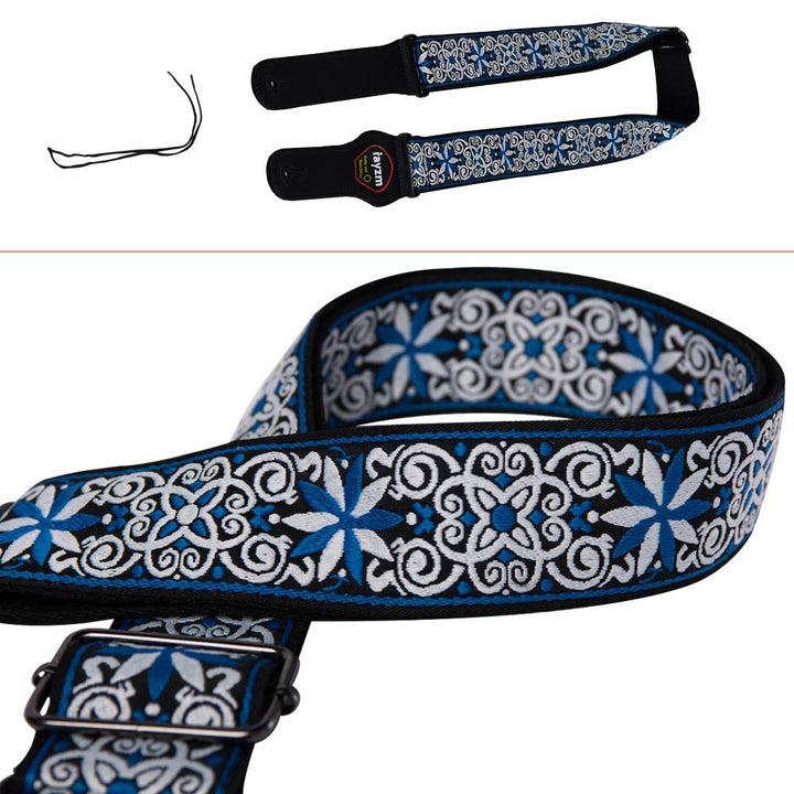 Rayzm Embroidery Guitar Strap, Jacquard Weave Cotton St