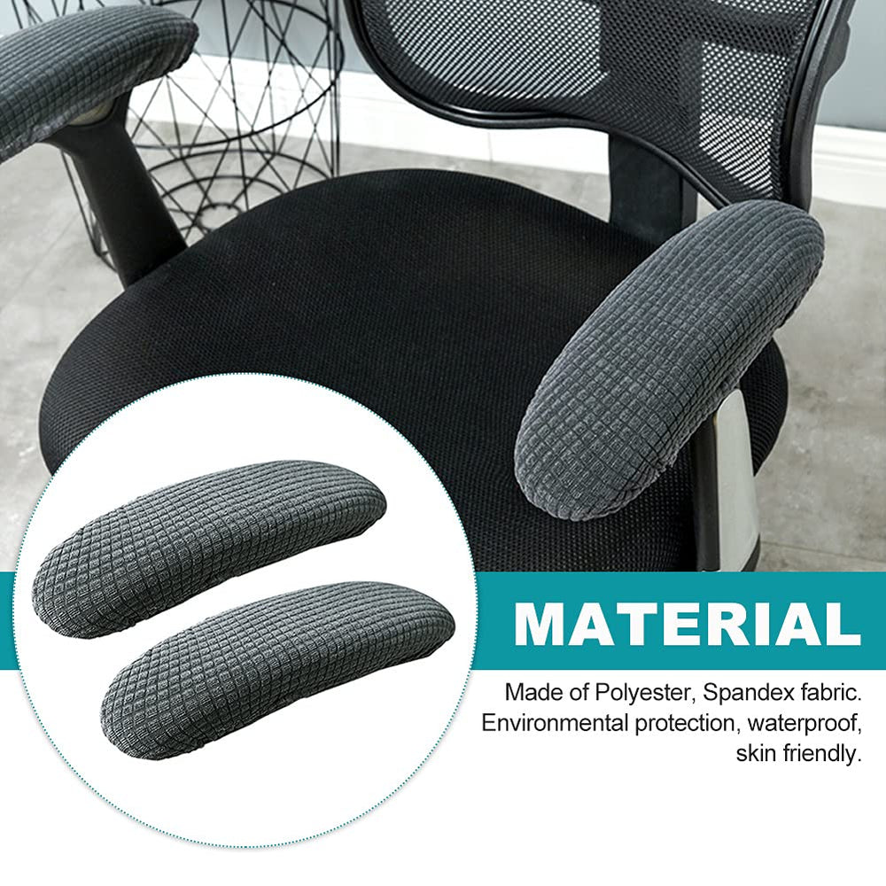 Armrest Slipcover Pads, Office Chair Arms Protector Stretchable for Desk Chair/Rotating Chair/Computer Chair (Grey)