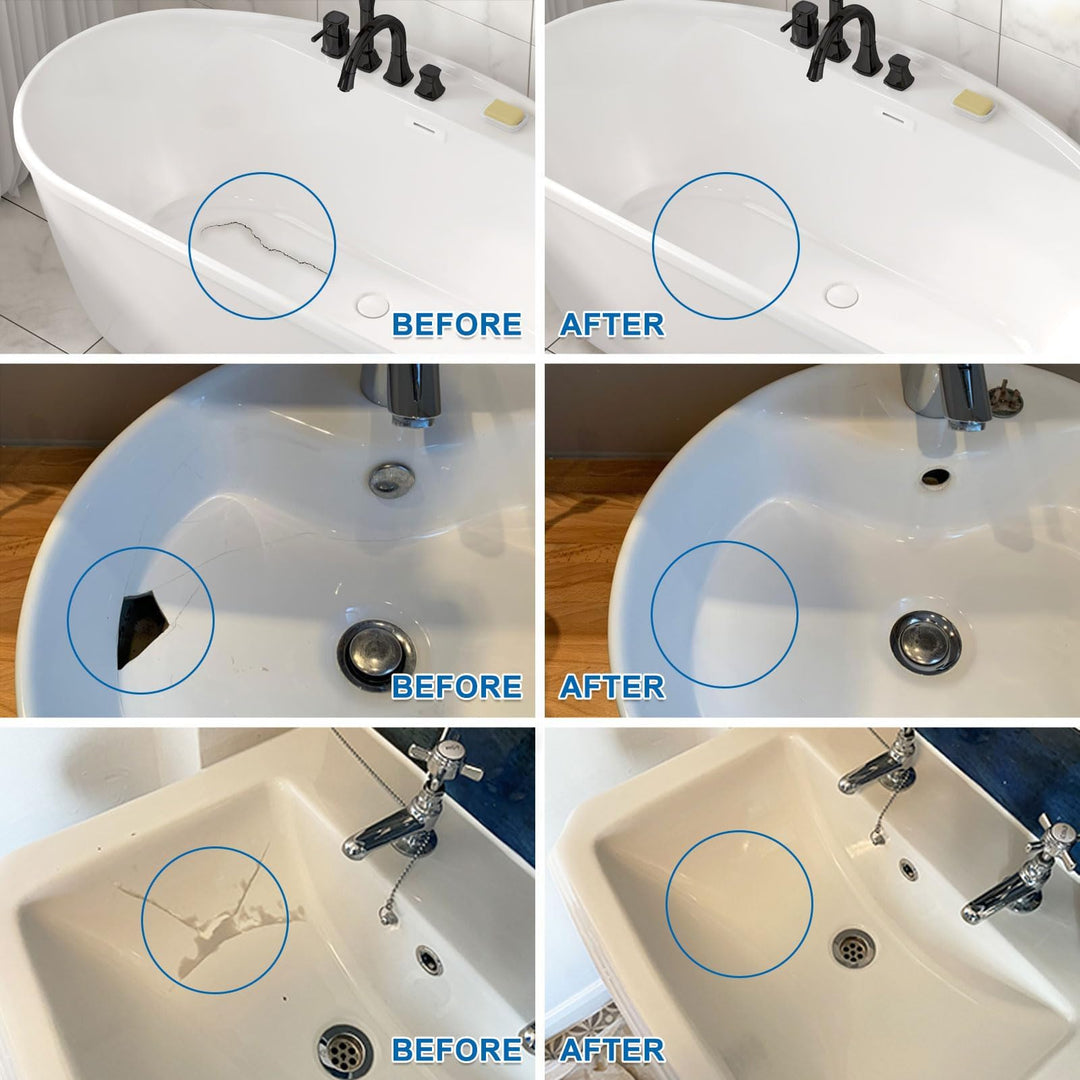 Fiberglass Tub Repair Kit (Color Match), 3.7oz Fiberglass Shower, Porcelain Sink and Acrylic Bathtub Repair Kit, Quick to Fix Cracks, Chips, Dents, Holes on Bath Tub &amp; Toilet, Almond/Biscuit/Bone