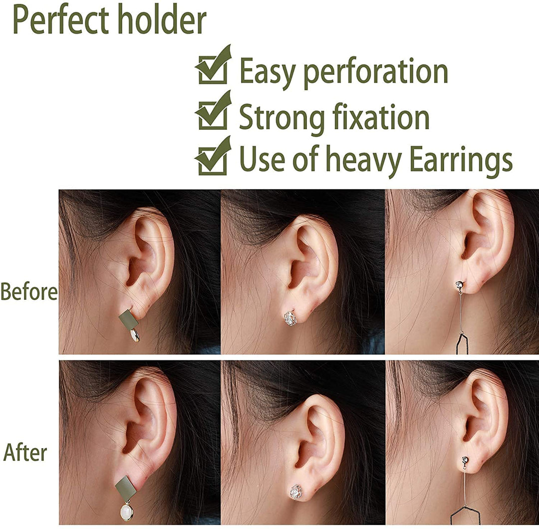 9 Pairs Earring Lifters, Earring Backs Lifter for Droopy Ears, Adjustable Hypoallergenic Earring Secure Backs for Heavy Earring(3 Silver + 3 Gold + 3 Rose Gold)