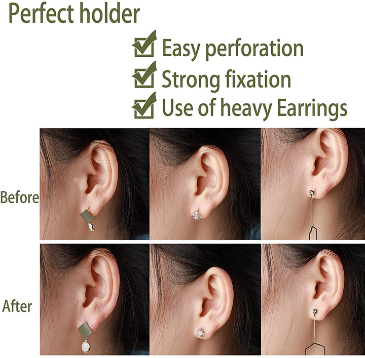 9 Pairs Earring Lifters, Earring Backs Lifter for Droopy Ears, Adjustable Hypoallergenic Earring Secure Backs for Heavy Earring(3 Silver + 3 Gold + 3 Rose Gold)