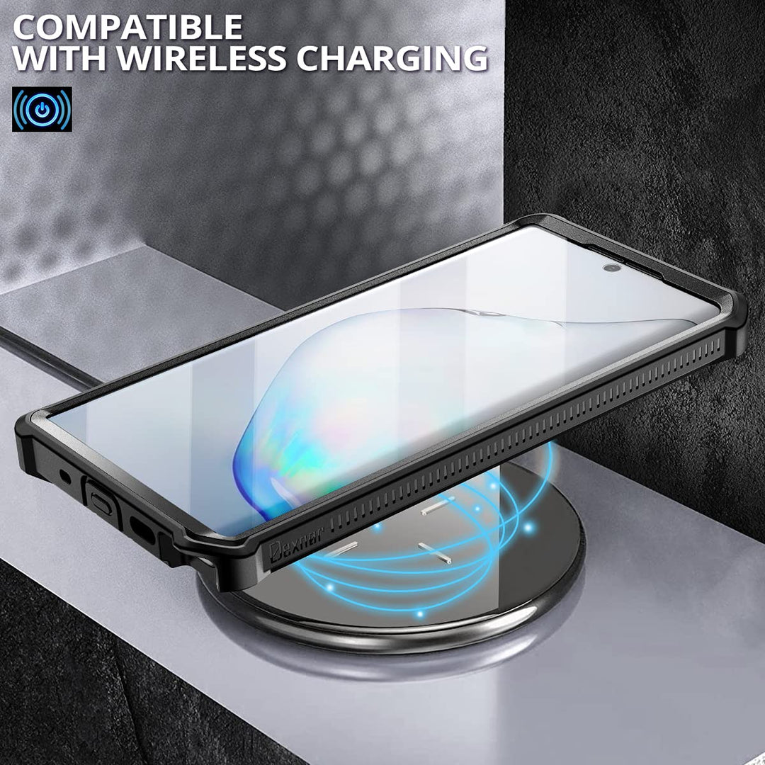 for Samsung Galaxy Note 10+ Plus Case, [Built in Screen Protector and Kickstand] Heavy Duty Military Grade Protection Shockproof Protective Cover for Samsung Galaxy Note 10 Plus Black