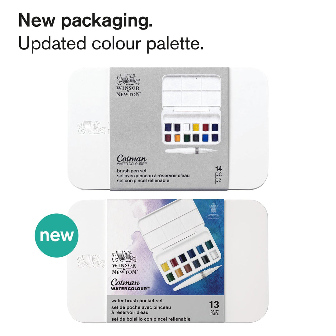 Winsor &amp; Newton Cotman Watercolor Paint Set, 12 Half Pan w/ Water Brush Pen and Mixing Palette