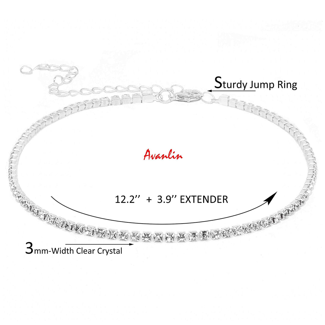 Rhinestone Choker Necklaces Silver Plated 1 Layer Necklace Chain Jewelry for Women
