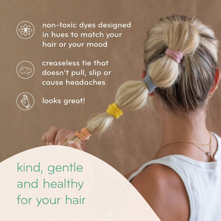 Blond: Biodegradable Hair Ties In Blond | Plastic-Free, Certified Organic Cotton Hair Elastics For Blonde, Gray And White Hair (Blond)