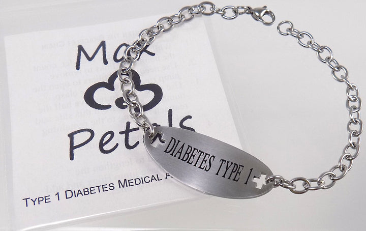 Max Petals Type 1 Diabetes Medical Alert ID Stainless S
