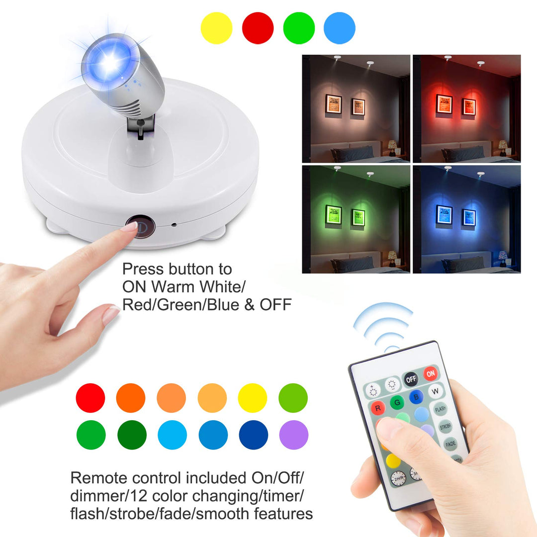 BIGMONAT LED Spotlight for Pictures Battery Operated, D