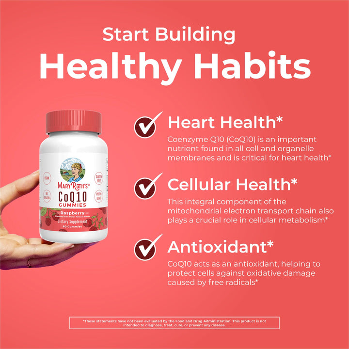 CoQ10 Gummies by MaryRuth&#39;s | Coenzyme Q10 | Gummy Supplements for Heart Health &amp; Cellular Health | Antioxidant | CoQ10 120 mg | Vegan | Non-GMO | Gluten Free | 60 Count | 1 Month Supply
