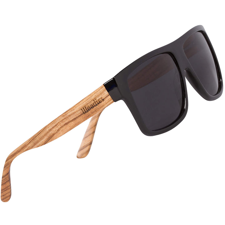 Woodies Black Oversized Flat Top Square Zebra Wood Sung