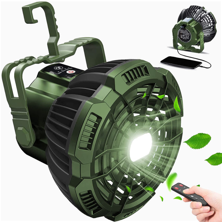 ayamaya Rechargeable Camping Tent Fan with LED Light & Remote Control, 7800mAh Portable Led Light Camping Lantern Fan USB Desk Ceilling Fan for Camping Car Office Hurricane Emergency Survival