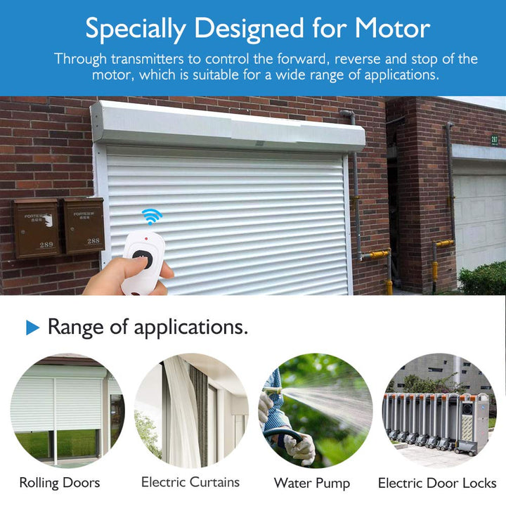 eMylo RF Switch Motor Controller Wireless Smart Switch Relay Module Remote Control Switch with RF Receiver DC 12V 433Mhz for Rolling Door, Electric Curtains, Locks, Water Pump