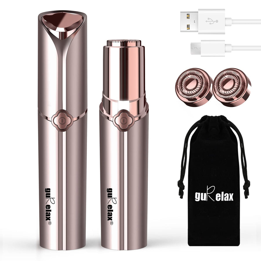 Facial Hair Removal for Women(Newest), Electric Painless Facial Hair Remover, Rechargeable Hair Removal Device for Face, Lip, Chin with 2 x Replacement Heads, Rose Gold