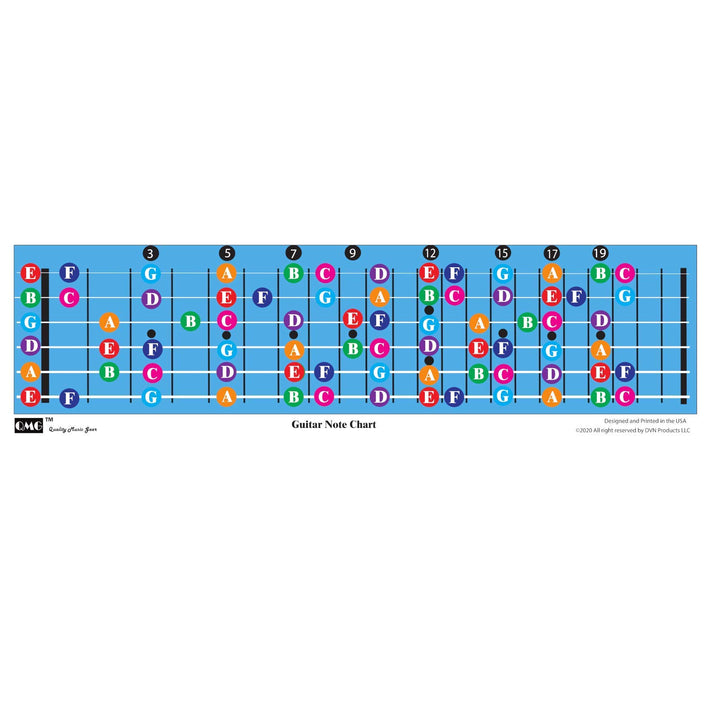Color Coded Guitar Fretboard Note Chart, Learn to Play Guitar and Music Theory, Suitable for all