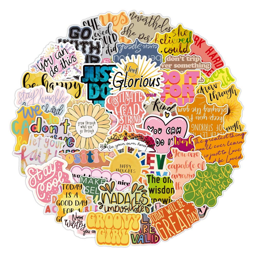 Reward Motivational Sticker Pack of 50 Inspirational Quote Stickers Decals for Laptops Water Bottles Luggage Helmet