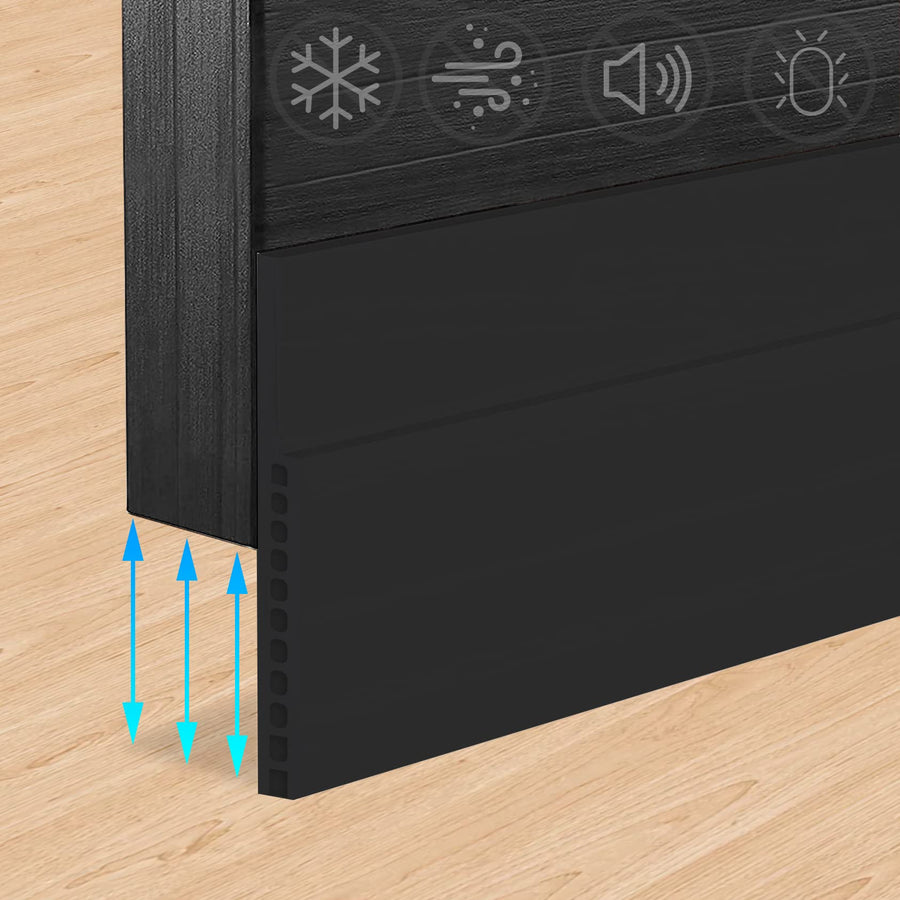 Door Draft Stopper for Huge Gap,3 W x 39 L Adjustable Widened Under Door Seal for Exterior/Interior Doors,Under Door Draft Blocker Soundproof/Insulator Door Sweep Weather Stripping,1 Pack Black