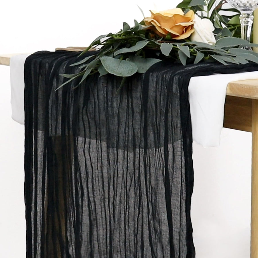 Cheesecloth Table Runner Black 36x120 Inches Gauze Table Runner Cheese Clothes Table Runner Rustic Cheesecloth Table Cloth for Wedding Boho Centerpieces for Tables Black Halloween Party Decoration
