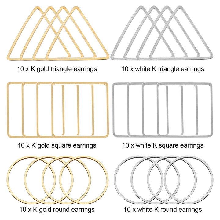 60pcs Earrings Beading Hoop Earring Finding Geometric Pendant Connector Round Hoop Earring for Jewelry Making DIY Crafts Art Creation Women Gift(Triangle &amp; Square &amp; Circle)