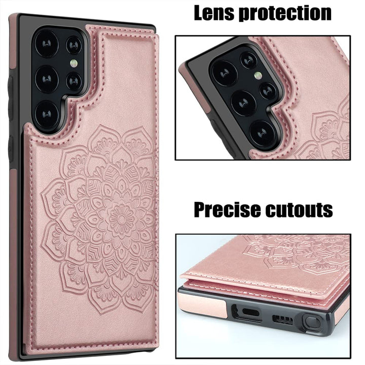MMHUO for Samsung S22 Ultra Case With Card Holder,Flowe