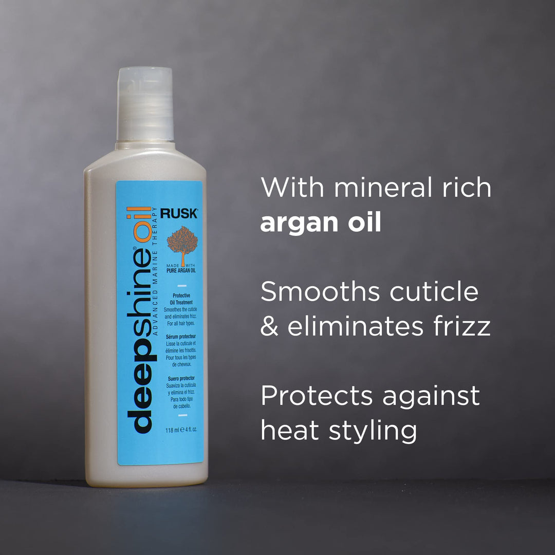 Deepshine Oil Protective Oil Treatment, 4 Oz, Marine Mineral-Enriched Argan Oil Treatment Eliminates Frizz, Improves Elasticity, and Leaves Hair Soft, Silky, and Manageable