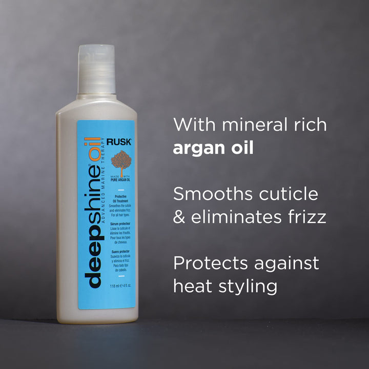 Deepshine Oil Protective Oil Treatment, 4 Oz, Marine Mineral-Enriched Argan Oil Treatment Eliminates Frizz, Improves Elasticity, and Leaves Hair Soft, Silky, and Manageable