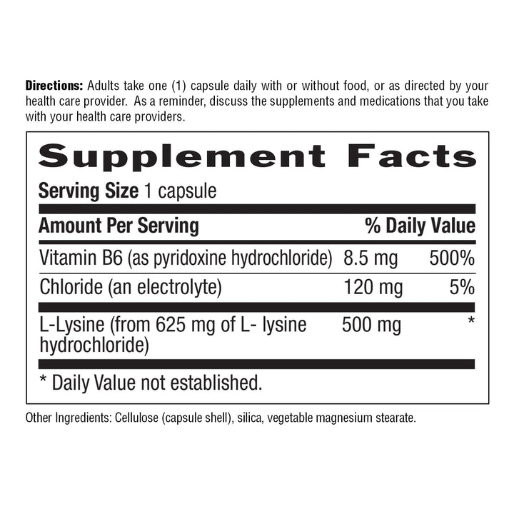 Country Life L-Lysine 500mg with B-6, Supports Immune H