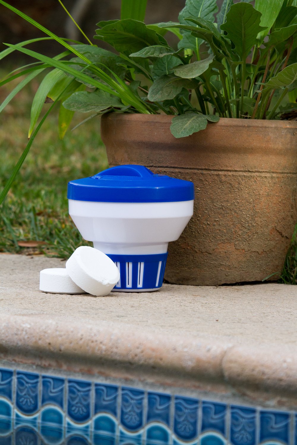 32155 Floating Swimming Pool Chlorine and Bromine Dispenser, Large, Blue