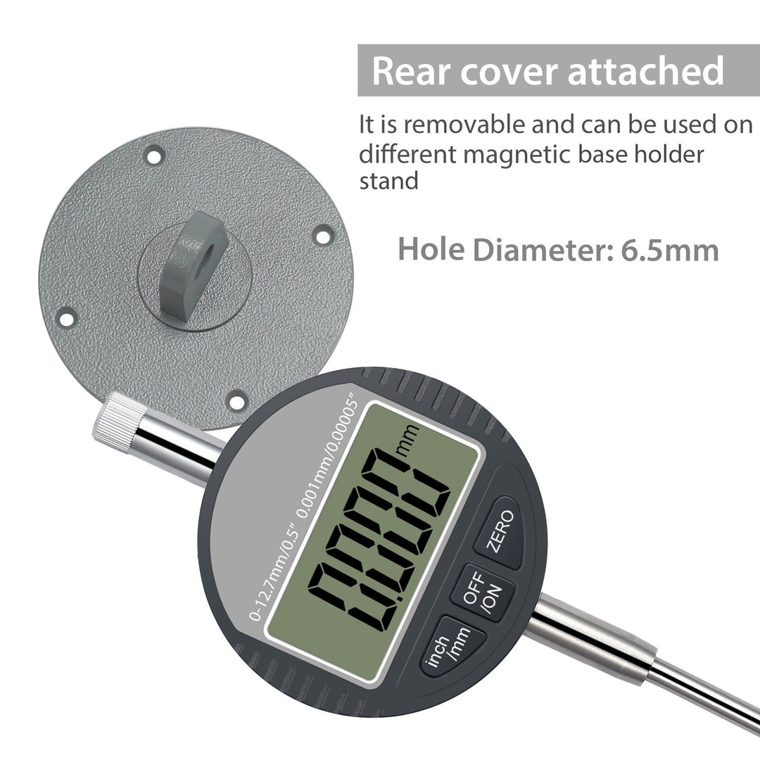 DTI Digital Dial Indicator 0.5 inch/12.7mm, High Resolution: 0.00005 inch/ 0.001mm, Digital Probe Indicator Dial Test Gauge
