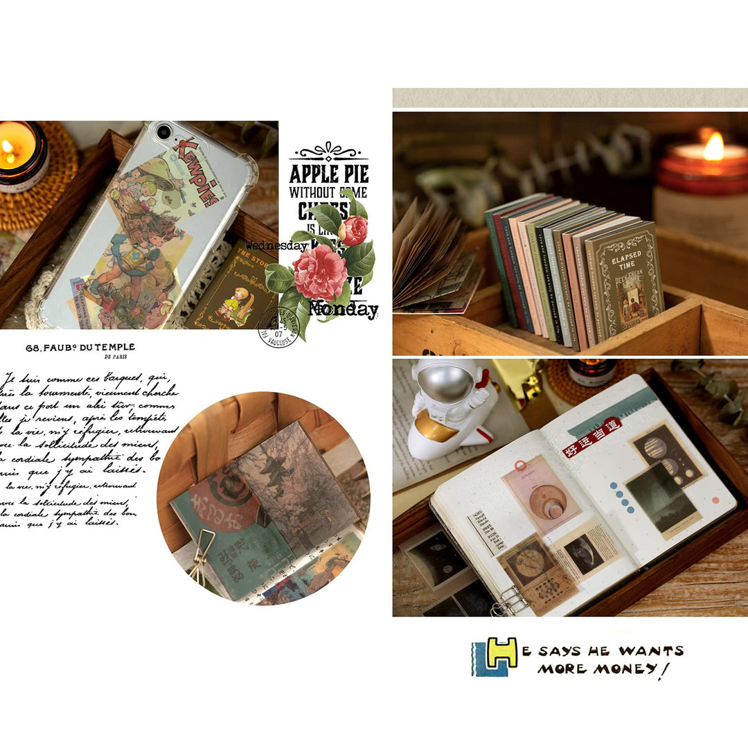 600 Piece Vintage Scrapbook Stickers,Antique Stickers Washi Old Retro Scrapbooking Paper for Art Journaling,DIY Crafts,Planners,Scrapbooking Supplies(12set) -09013