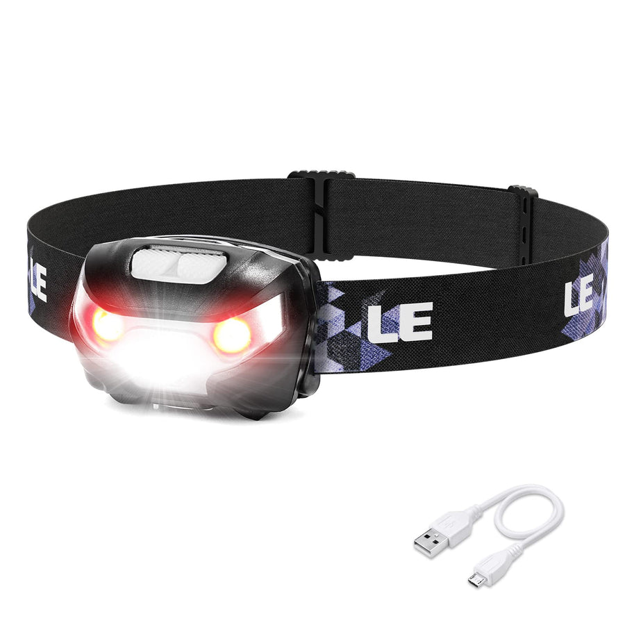 LED Headlamp Rechargeable - Super Bright Head Lamp with 5 Modes for Camping & Hiking Gear Essentials, IPX4 Waterproof Headlight Flashlight with Red Light, USB Cable Included
