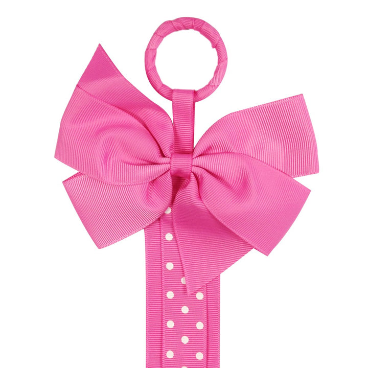 ALLYDREW Long Ribbon Hair Clip &amp; Hair Bow Holder - Hot Pink Polka Dots