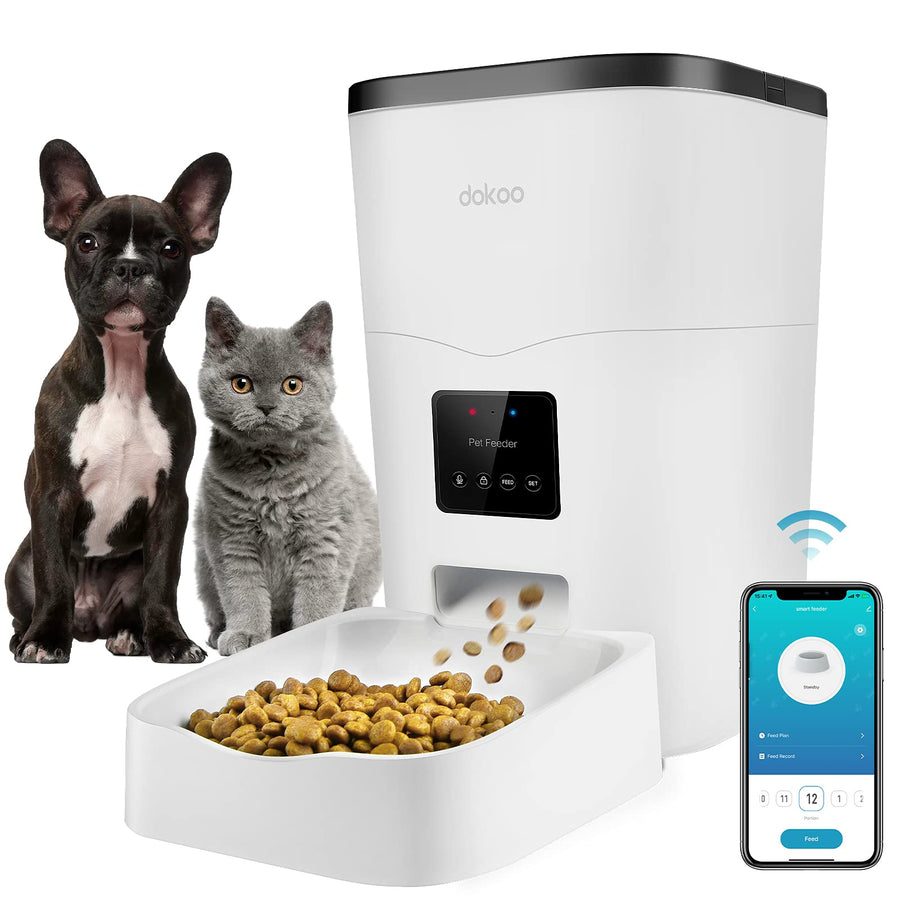Automatic Cat Feeder, 3L Smart Cat Dry Food Dispenser with Portion Control & Timer, 1-10 Meals, Voice Recorder, Support 2.4G WiFi, Auto Pet Feeder for Cats and Small Dogs (White)